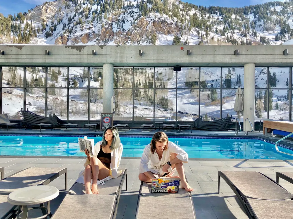 A rooftop pool overlooking the city.